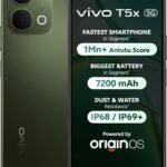 vivo T5x 5G (Cyber Green, 8GB RAM, 256GB Storage) | 50MP AI Dual Camera | 32MP Selfie | 6.76" FHD+ Display | 7200mAh Battery | Dimensity 7400-Turbo Processor | Fast Charging | Dual SIM Smartphone